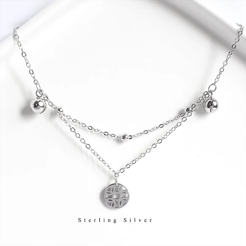 

ZOBEI 925 Sterling Silver Circle Coin Anklet For Women Round Geometric Metal Chain Fine Jewelry Party Birthday Gift
