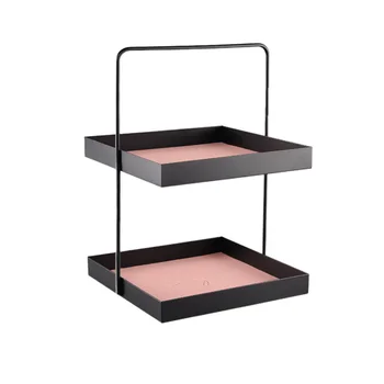 

Double Layer Storage Tray Jewelry Display Decorative Bathroom Cosmetic Snacks Holder Geometric Desktop Sundries Organizer
