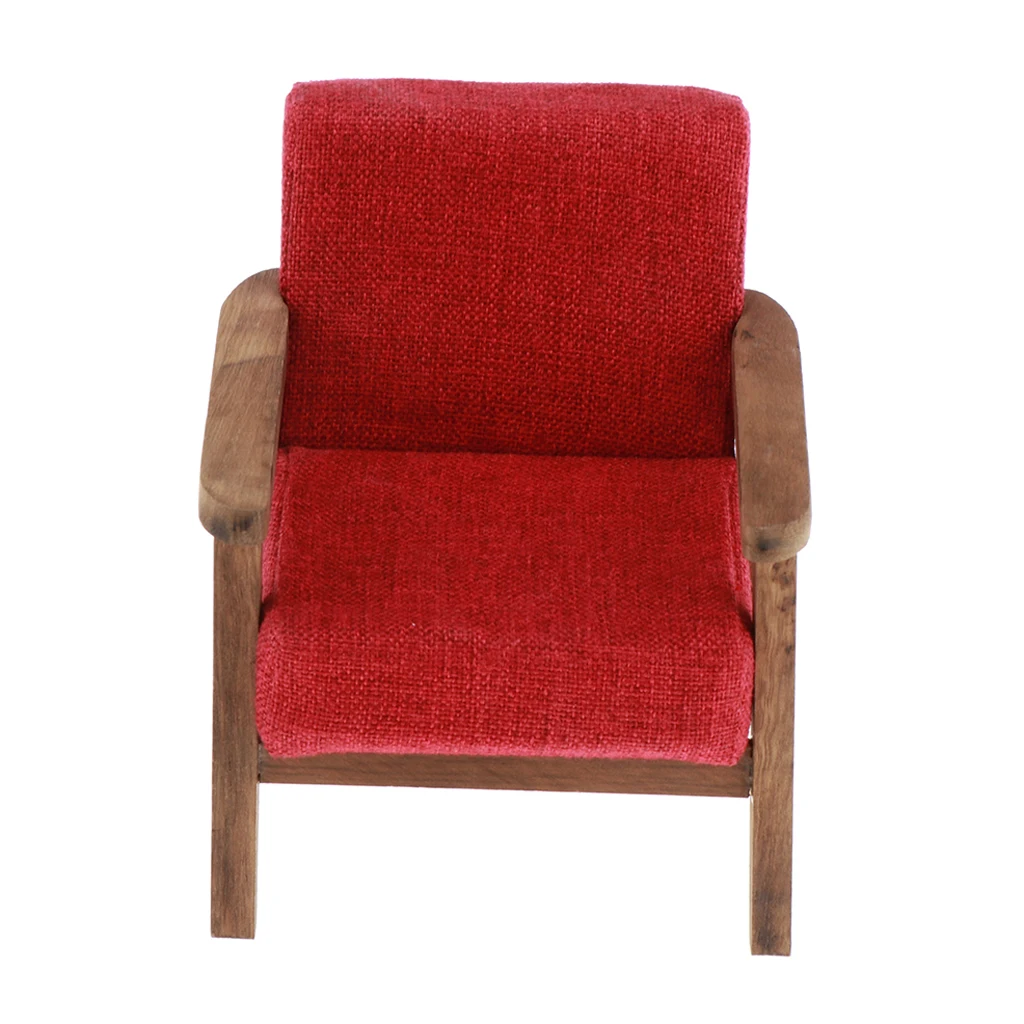 Dollhouse Furniture 1/6 Scale Miniature Armchair Toys for Dolls House Living Room Bedroom Decor - Red/Yellow/White Optional