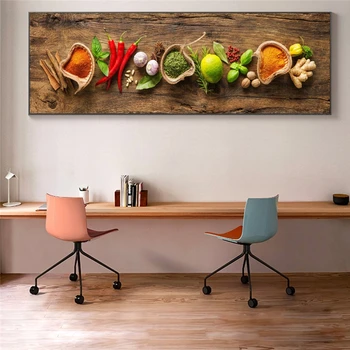 

Grains Spices Spoon Peppers Kitchen Canvas Painting Cuadros Scandinavian Posters and Prints Wall Art Food Picture Living Room
