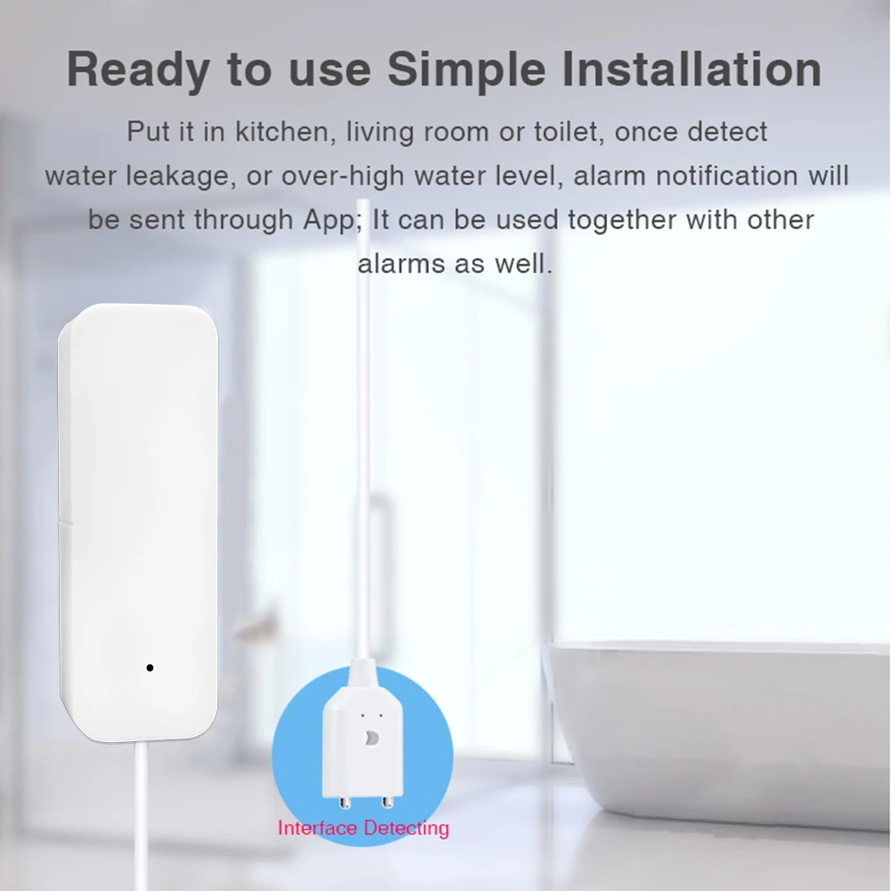 Tuya Home Alarm Water Leakage Alarm Independent WIFI/Zigbee Water Leak Sensor Detector Flood Alert Overflow Security System smart water leak sensor