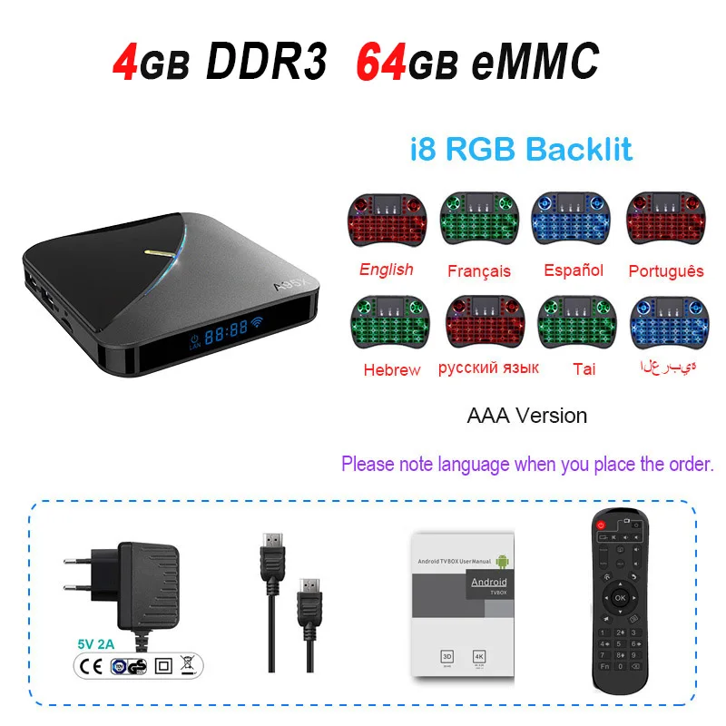 A95X F3 Air Smart tv Box Amlogic S905X3 Android 9,0 tv Box 4GB 64GB 2,4G 5G Wifi 8K RGB светильник медиаплеер 4K Netflix A95X Box - Цвет: 4GB 64GB i8RGB