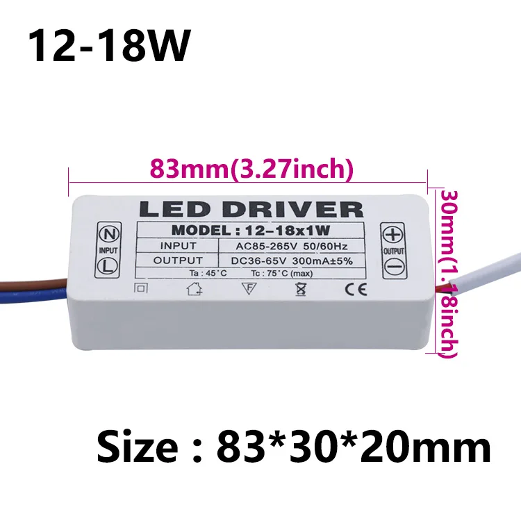LED-Treiber 1-3W 3-5W 4-7W 8-12W 12-18W 18-25W 25-36W für LEDs, Netzteil AC85-265V, Beleuchtungstransformator-Zubehör, Weiß – Detail 3
