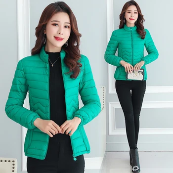 

New Plus Size Plus Size 4XL 5XL Winter Women Cotton Coats Light Short Female Black Red Slim Jackets Collar Striped Outwear