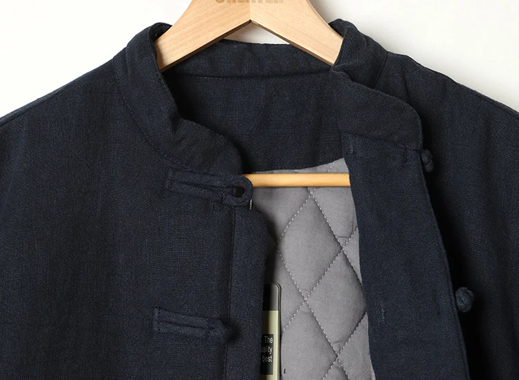 Manteau Cape Homme Style Chinois Hanfu Retro - Coton/Lin, Manches Longues