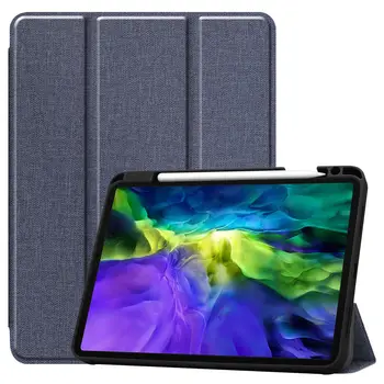 

Leather Case For 2020 iPad Pro 11 inch Pen Holder TPU Fabric Pattern Smart Wake Sleep Tablet Flip Cover For iPad Pro 11inch 2020