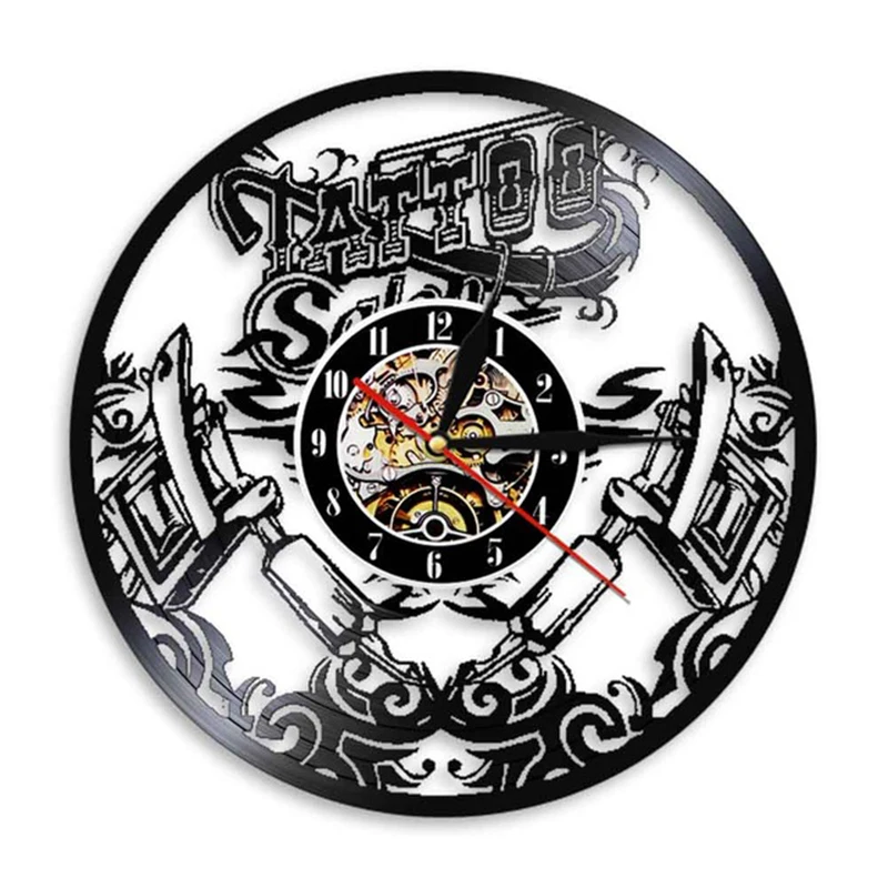 Tattoo Studio Wall Sign Salon Vinyl Record Clcok Shop Machine Art Decor Hipster Men Gift Idea | Дом и сад