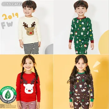 

Kids Christmas Pajamas 100% Cotton Pyjamas Kids 2 Pieces Cartoon Boys Girls Nightwear Toddler Children Sleepwear Pajamas Set