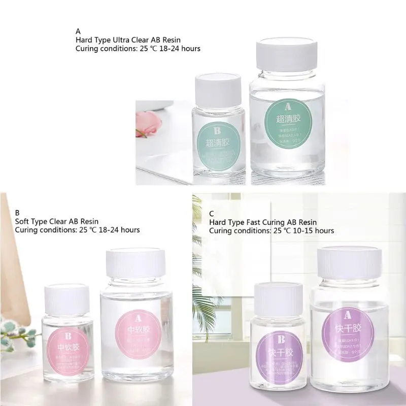 

Clear Resin Epoxy Mold 3:1 AB Crystal Glue Epoxy Resin Fasting Curing Jewelry R9JE