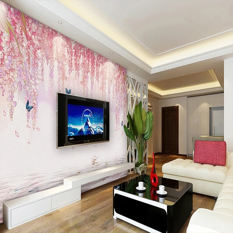 personalizado 3d foto papel de parede rosa 02