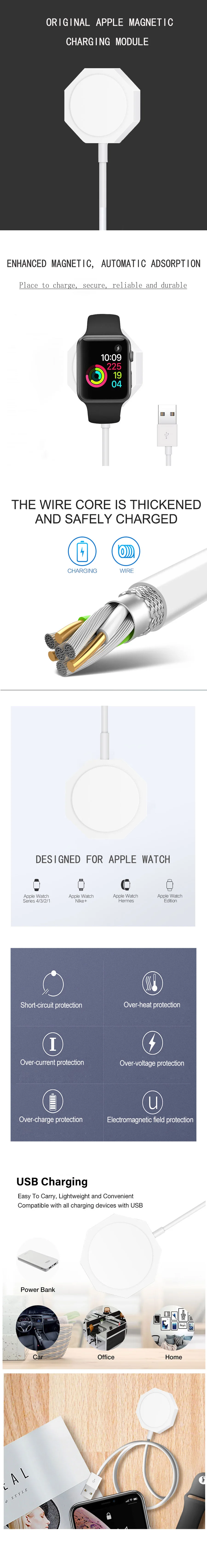 BSYDZKJGS быстро Беспроводной Зарядное устройство для Apple Watch с магнитным креплением Зарядное устройство для наручных часов iwatch, на возраст 1, 2, 3, 4, быстрая зарядка с 1 м USB кабель