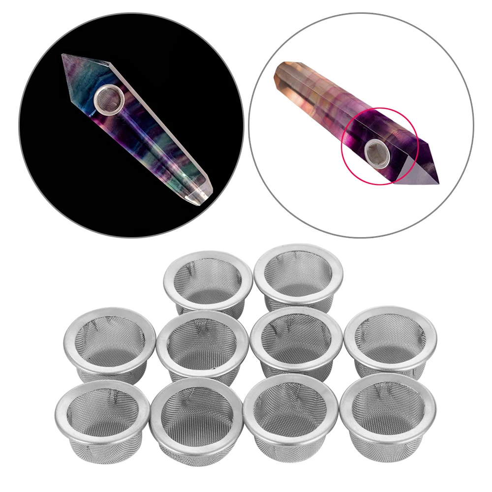 10PCS Stainless Steel Smoking Pipe Filter Mesh Crystal Pipes Metal Ball