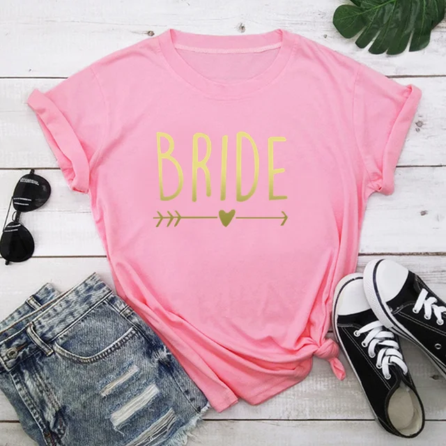 bachelorette team bride t shirt estonian wedding party ulzzang t-shirt cato women's tea bride short women tops drop ship Pink-7