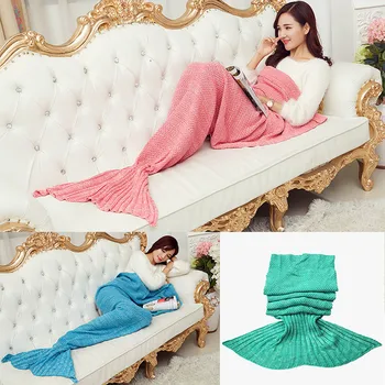 

Mermaid Tail Blanket knitted for Adult Children Infant Super Soft All Seasons Sleeping Blankets Fish Tail Blanket Birthday Gifts
