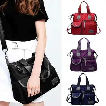 

Solid Color Nylon Multi-pocket Women Single Shoulder Bag Handbag Tote Clever