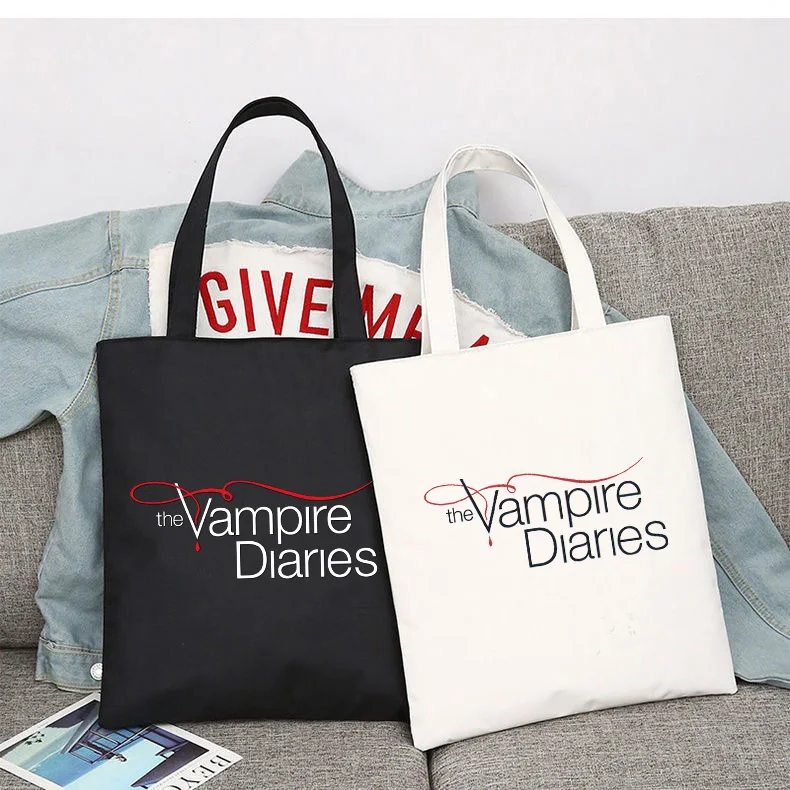 The Vampire Diaries Uomo Donna Shopper Borse Shopping Bag Tote Bag Borsa A Tracolla Borse Di Tela Borsa College Di Grande Capacità