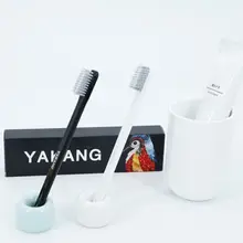 2 шт./компл., Минималистичная зубная щетка для взрослых, черно-белая зубная щетка с очень мягкой щетиной из бамбукового древесного угля для чувствительных десен для ухода за полостью рта