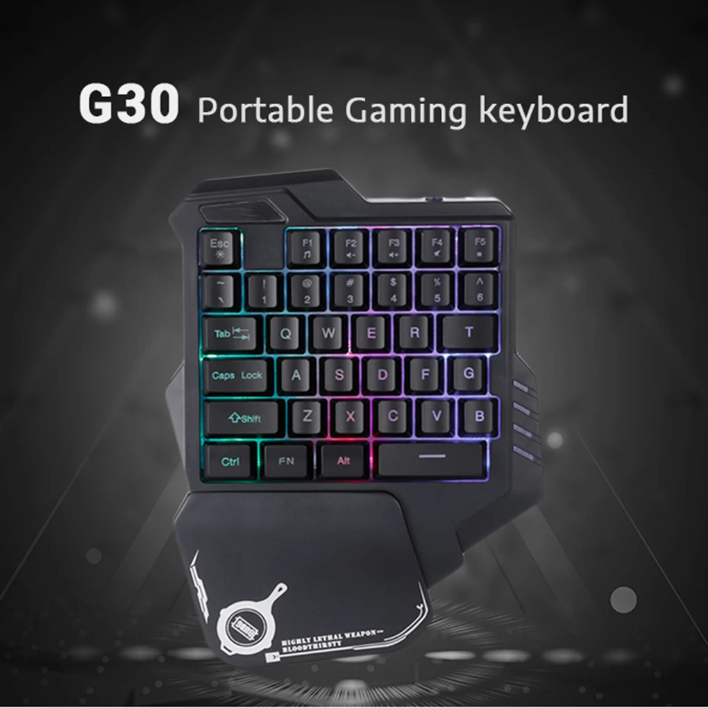 

G30 One-Handed Mechanical Keyboard 35 Keys LED Backlight Wired USB Single Hand Mini Gaming Keypad