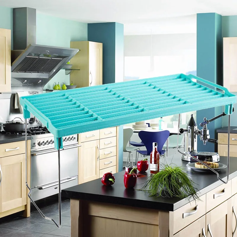 Multi-layer Kitchen Shelf Organizer Storage Rack Foldable Refrigerator Thickened Kitchen Sundry Storage Shelf Rack Random Color