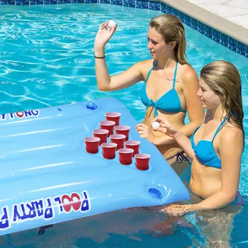 

Hot 24 cups inflatable station beer table tennis table float summer water party fun inflatable mattress ice bucket cooler MK