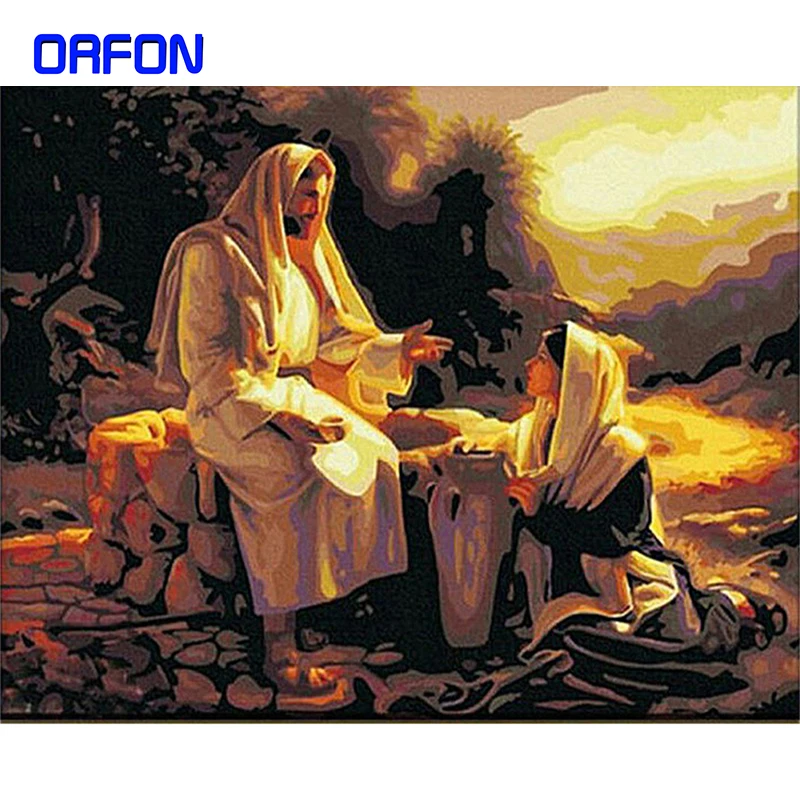 Рамка DIY Краска ing по номерам Jesus missioner акриловая холщовая краска ручная ed масляная