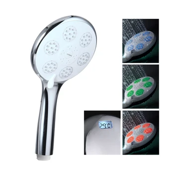 

JOMOO LED/LCD Shower Head, Water Temperature Bathroom Shower Head Chrome Bath Head Shower 3 Color and Temperature Display