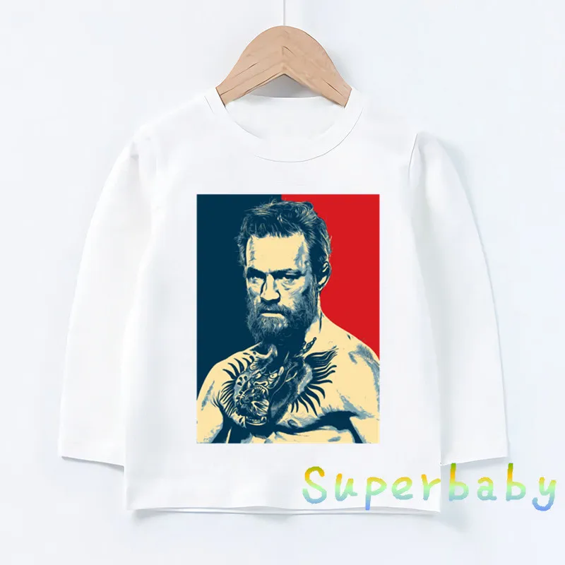Детская футболка с принтом «MMA Conor Mcgregor» Повседневные Забавные топы для маленьких мальчиков и девочек, детская футболка с длинными рукавами LKP003