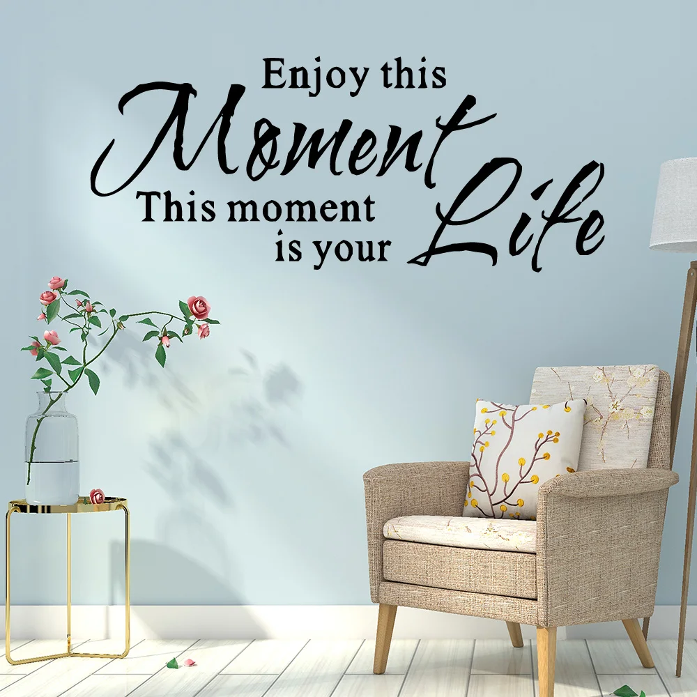 

Personalized English Sentences Enjoy This Moment Life Vinyl Wall Stickers For Living Room Bedroom Removable Wall decoration