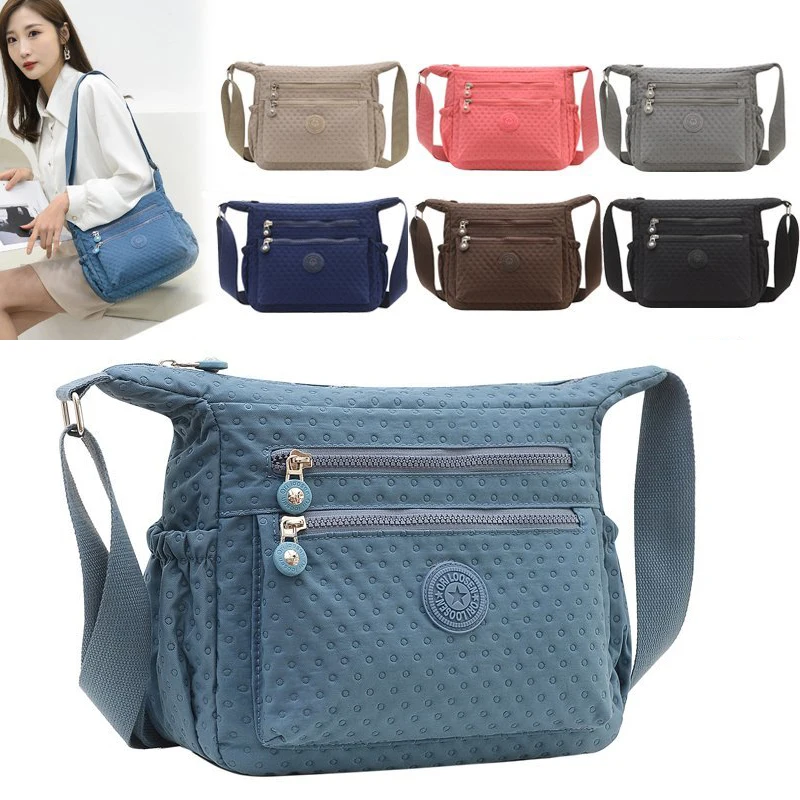 Travel Female Male Crossbody Bags Zipper Multiple Pocket Handbag Casual Waterproof Nylon Women Shoulder Messenger Bag