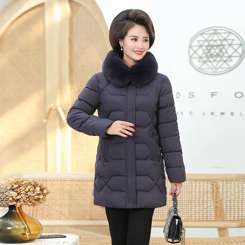 

Middle-aged Women Dress Autumn And Winter New Products Cotton Coat Women's Middle-aged WOMEN'S Apparels Mid-length Cotton-padded