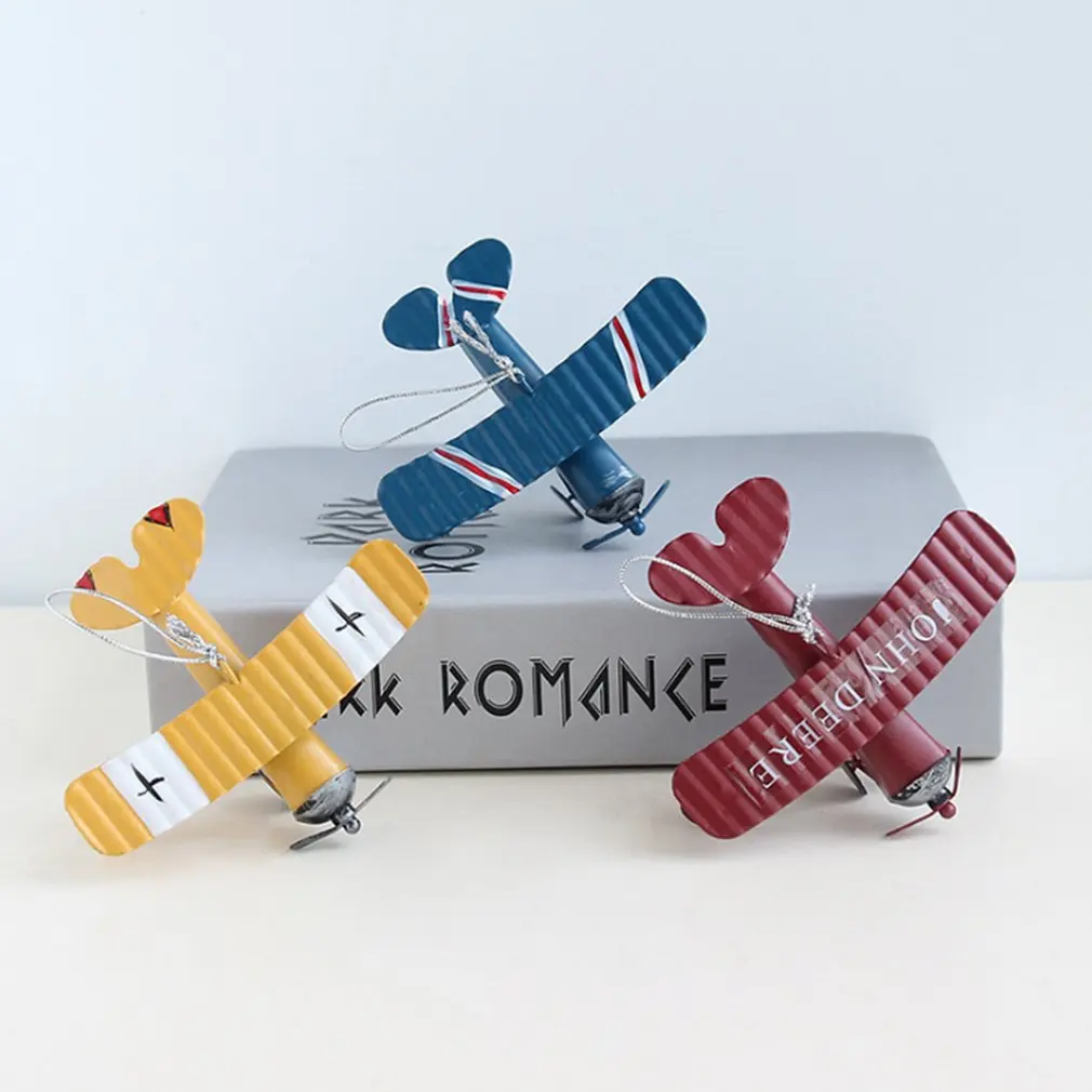 

Home Decoration Ornaments Wrought Iron Crafts Vintage Aircraft Model Blue