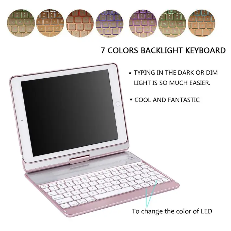 

Wireless Bluetooth Keyboard 360 Rotatable USB Charging Portable Home Travel for Apple iPad Pro 9.7 Air2