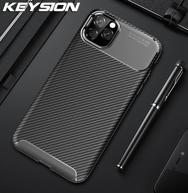 Чехол KEYSION для телефона iPhone 11 Pro Max текстура из углеродного волокна Мягкая