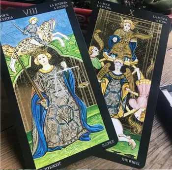 

Full English 22 pcs 80mm*145mm Golden Visconti Tarot tarot cards Factory Made High Quality Deck Board Game Cards