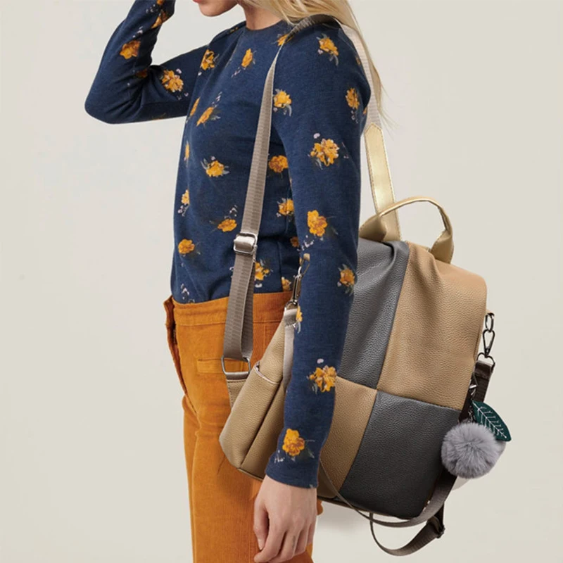 Женский рюкзак с защитой от краж в стиле пэчворк, повседневный женский рюкзак, женский рюкзак, высокое качество, женская сумка на плечо, Mochila Feminina