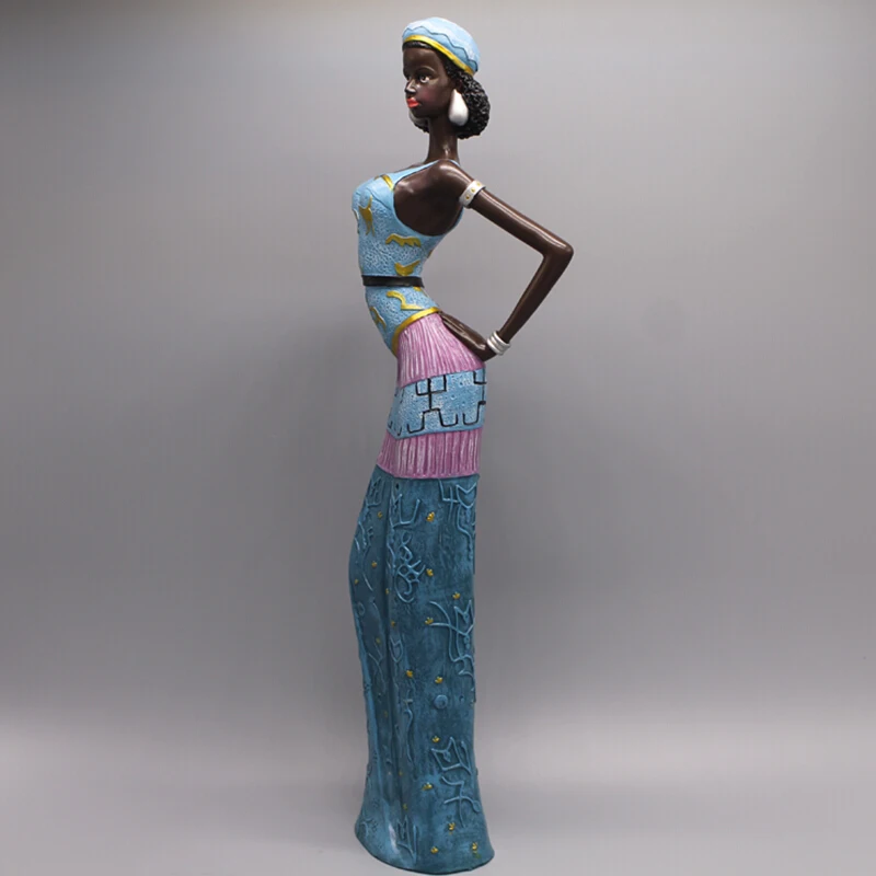 48,5 см африканская женская статуэтка Художественная Скульптура особенность красота женщина персонажи статуя Смола ремесло украшения для дома R3425