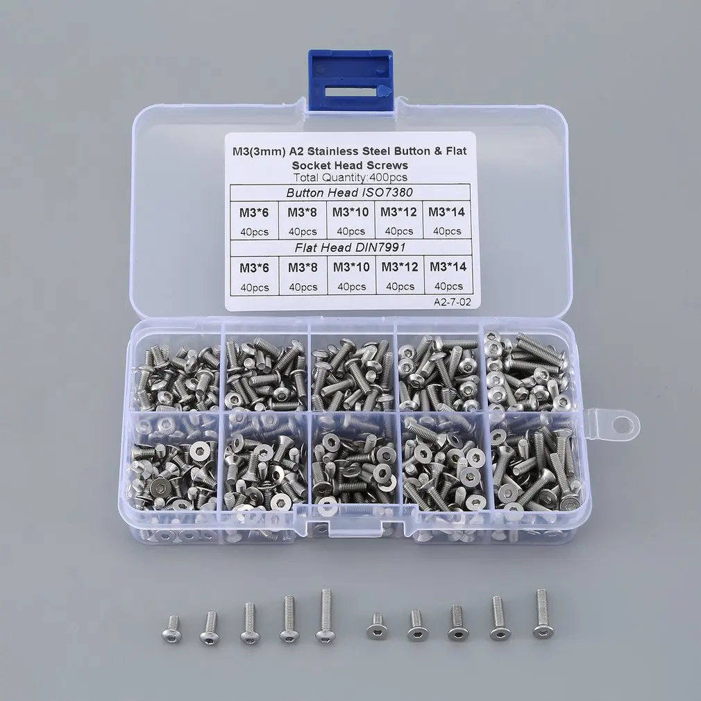 

400pcs M3 304 Stainless Steel Screw Flat Head Phillips Screws Laptop Notebook Screws Set Kit For Computer Small Screw