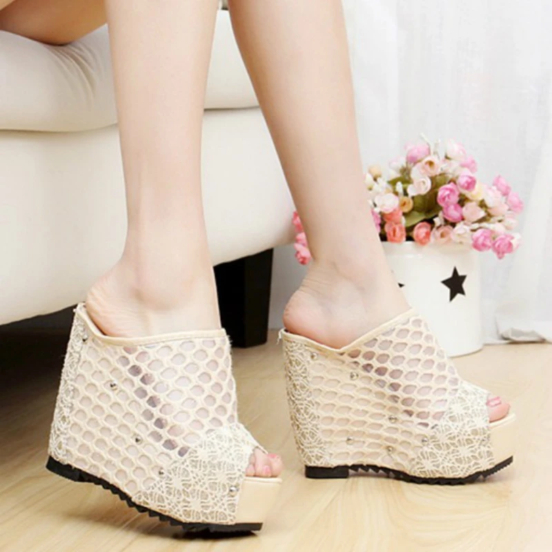 

Mazefeng 2019 Summer Explosion Models Mesh High Heels Women's Wedge Sandals Clip Slippers Platform Women's Shoes Temperamental