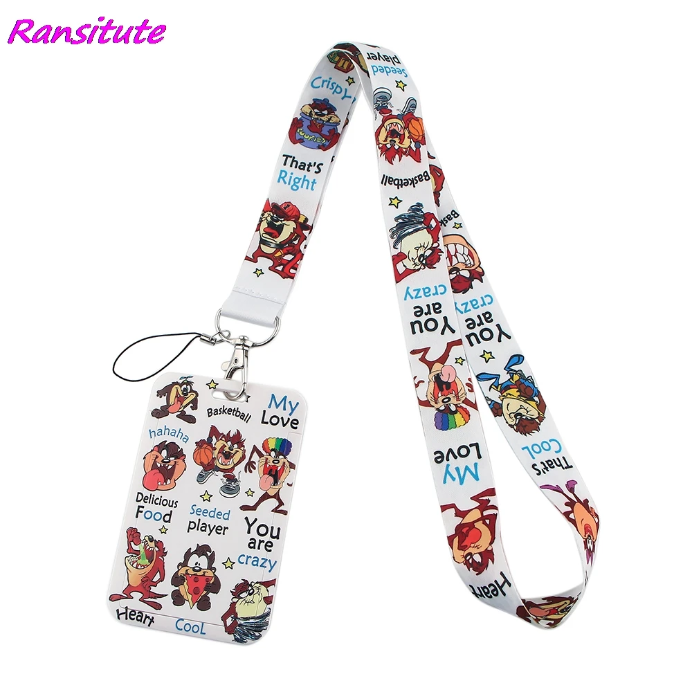 Ransitute-Correa de cuello de monstruo de dibujos animados R1644, cordón blanco para llaves, tarjeta de identificación, correas de teléfono, insignia y sujección de USB, lazo de cuerda para colgar