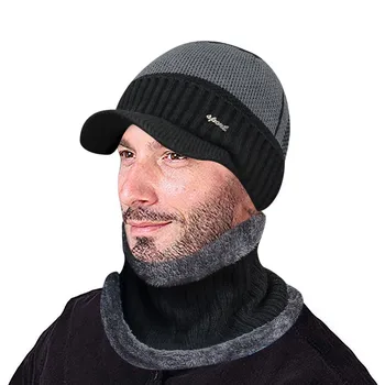 

Fashion Men Warm Winter Hat Scarf Soft Knitted Hat Scarf Set Skullies Beanies Winter Hat For Women Unisex Knitted Caps #Z