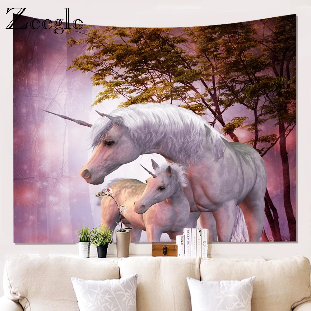 Zeegle Cartoon Animal Tapestry Wall Hanging Hippie Witchcraft Picnic Blanket Creative Beach Towel Home Art Tapestries Decor