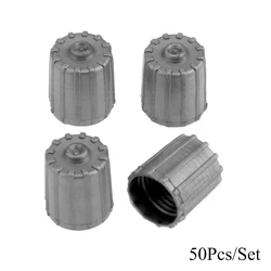Set of 50 Black and Grey Tire Valve Dust Covers - Durable Plastic Stem Caps (Grey)