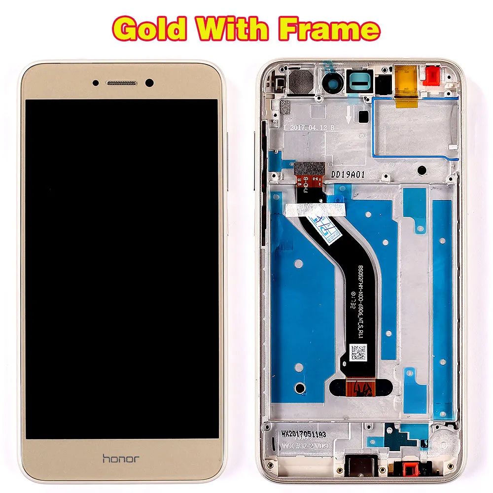Huawei 5,2 дюймов ЖК-дисплей huawei Honor 8 lite сенсорный экран дигитайзер сенсор в сборе 1920*1080 рамка PRA-TL10 PRA LX1 LX3 - Цвет: Gold with Frame