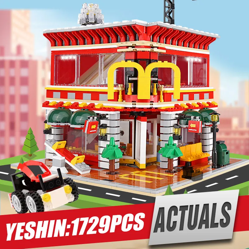 Уличный конструктор Yeshin SD6901 MOC s 4 в 1 набор для дома ресторане McDonaldss