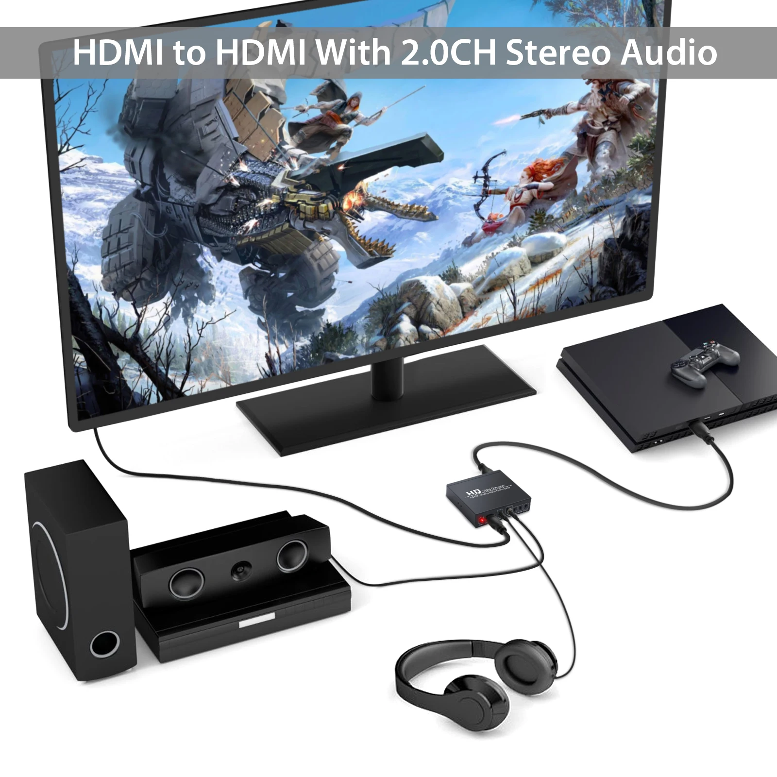 LiNKFOR 1080P scart HDMI-HDMI конвертер с 3,5 мм наушниками и коаксиальный стерео аудио поддерживает RGB и CVBS видеосигналы