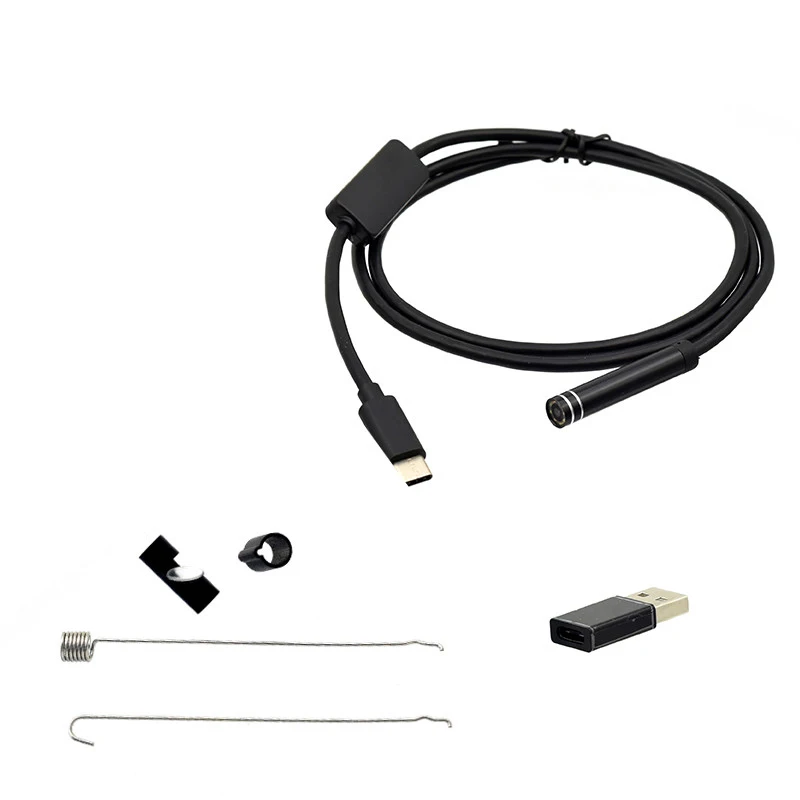 Najnowsze 7.0mm USB typu C endoskop kamera z systemem Android PC 2m elastyczny wąż zakres kontroli kamera boroskopu z 6 diody led regulowane