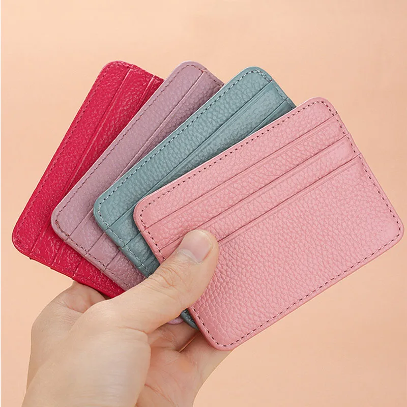 Genunie Leather Ladies Card Holder Unisex Business Card Holder Fashion Casual Cardholder Men Women Credit ID Holder Bank Case