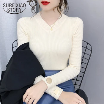 

Autumn Pullover Women Sweater Loose V-neck Pink Knitted Woman Sweater Long Sleeve Winter Sweater Women Jumper Sueter Mujer 11495