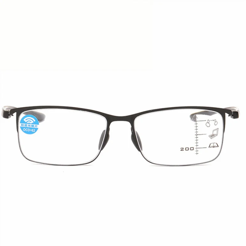 XojoX Anti-Blu-ray Progressive Reading Glasses Metal Frame Presbyopic Eyewear Multifocal Eyeglasses Diopter+1.0 1.5 2.0 2.5 3.0