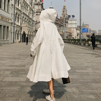 

2020 Spring And Summer New Youth Popular Solid Color Loose Hooded Windbreaker Fashion Casual Wild Mid-length Sunscreen Top